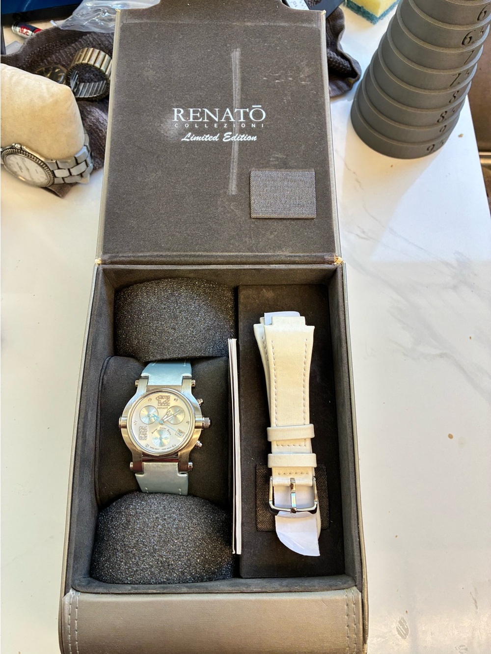 Renato Beauty Collezioni Diamond Watch Baby Blue New Battery With Box & Papers!